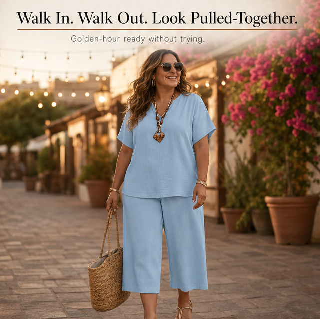 Rivelle™ - Relaxed Two-Piece Set with Wide-Leg Pants
