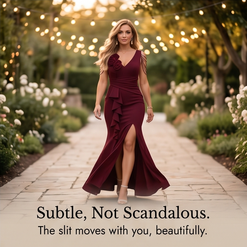 Roselani™ – Rosette Shoulder Mermaid Evening Gown