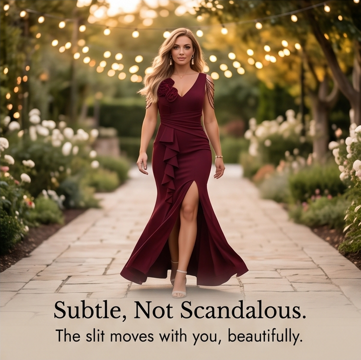 Roselani™ – Rosette Shoulder Mermaid Evening Gown