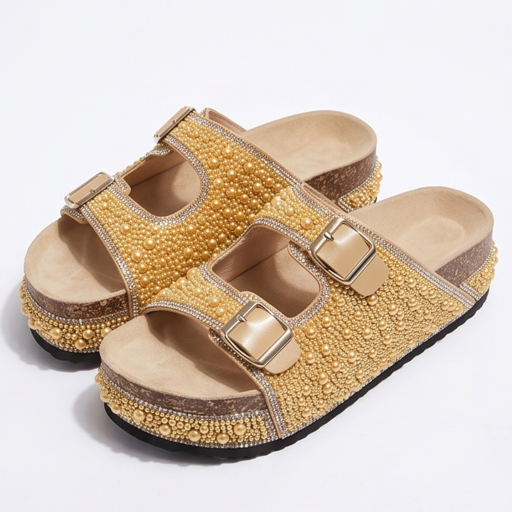 Pearlique™ – Pearl Platform Slide Sandals