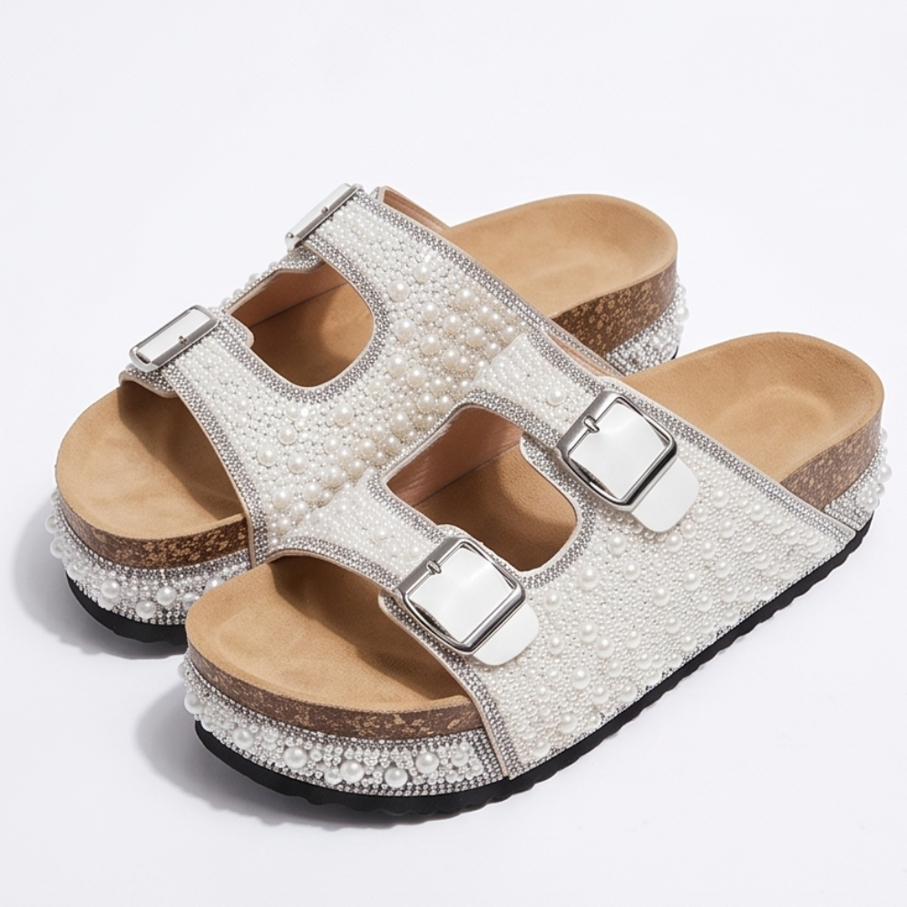 Pearlique™ – Pearl Platform Slide Sandals