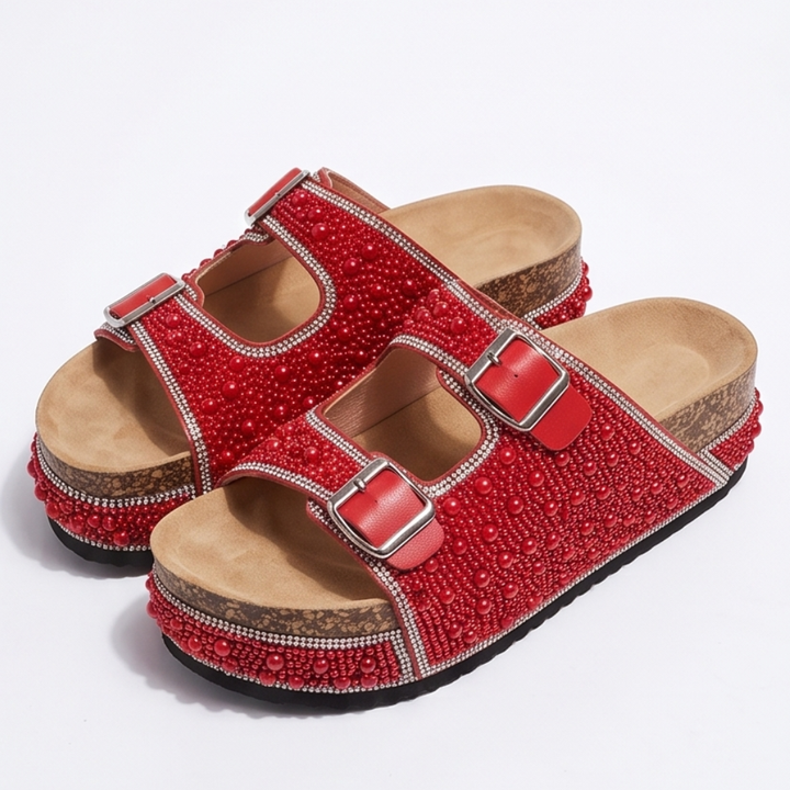 Pearlique™ – Pearl Platform Slide Sandals
