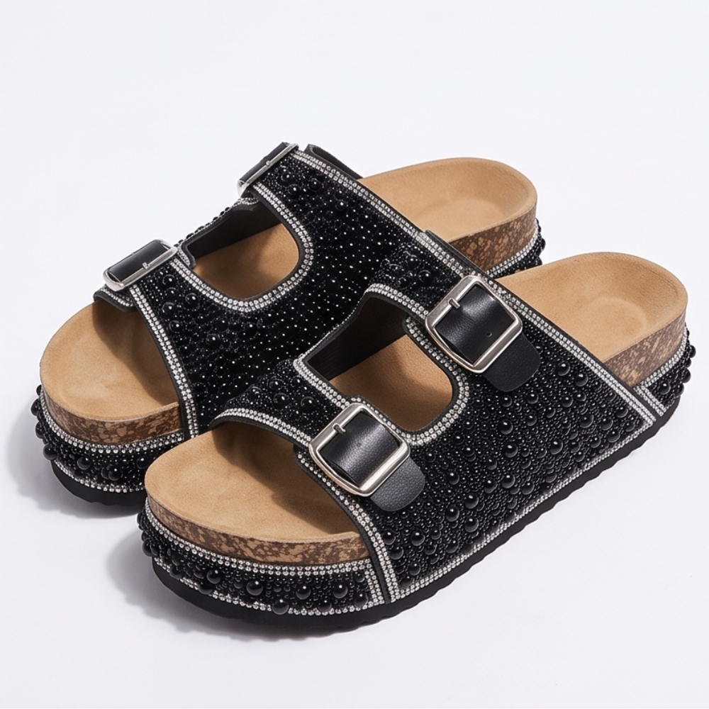 Pearlique™ – Pearl Platform Slide Sandals