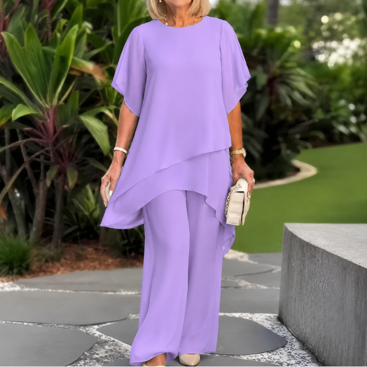 Florenza – Double-Layer Top and Wide Leg Pants Set for Women