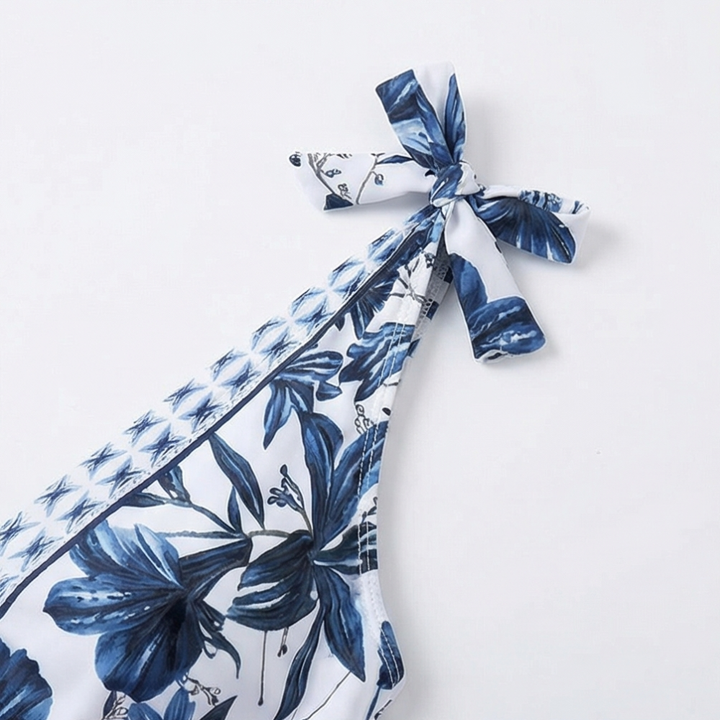Solveya™ – Floral One-Piece Swimsuit with Matching Cover-Up Skirt