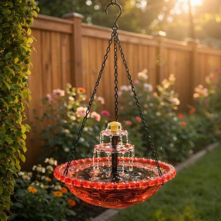 Avelora™ – Solar Hanging Bird Bath Fountain with Two-Tier Cascade