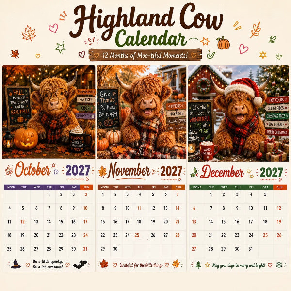 Mootsy – 2027 Highland Cow Wall Calendar