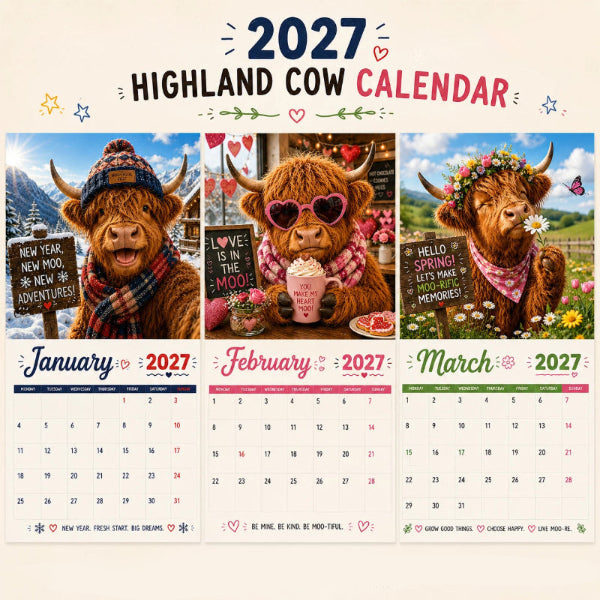 Mootsy – 2027 Highland Cow Wall Calendar