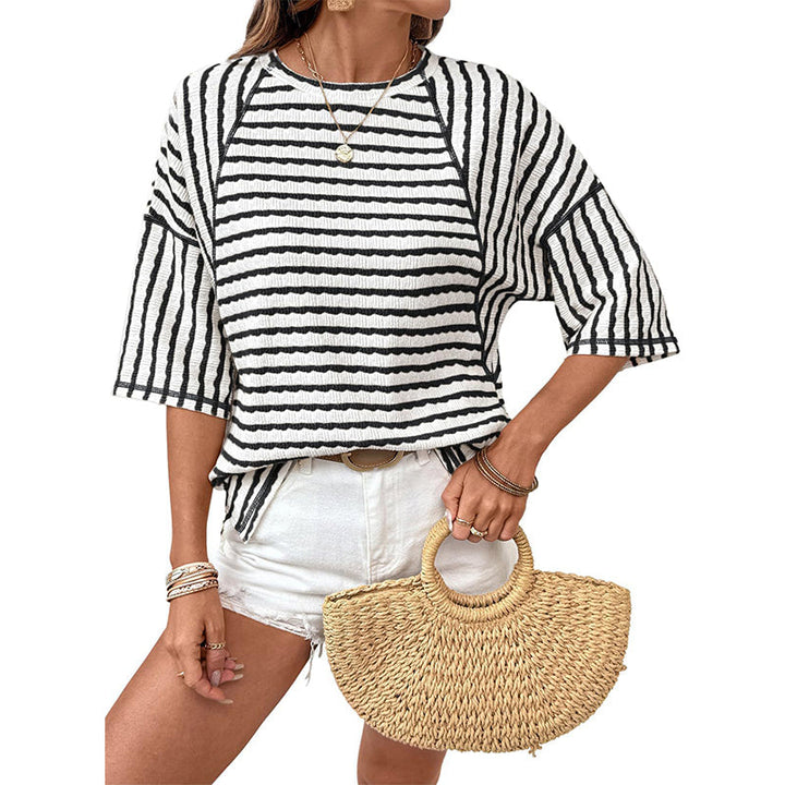Elara™ – Textured Stripe Relaxed Tee