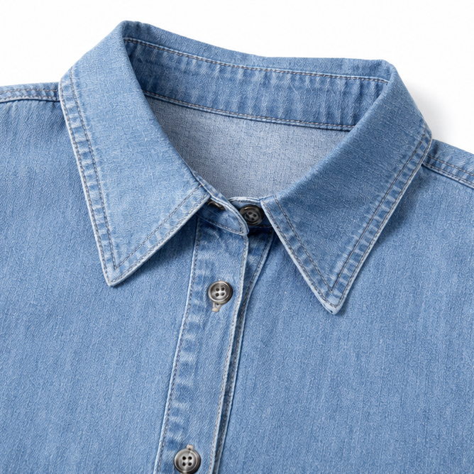 Soléa – Women's Shirt Dress with Pockets, A-Line Midi, Soft Cotton, Button Down
