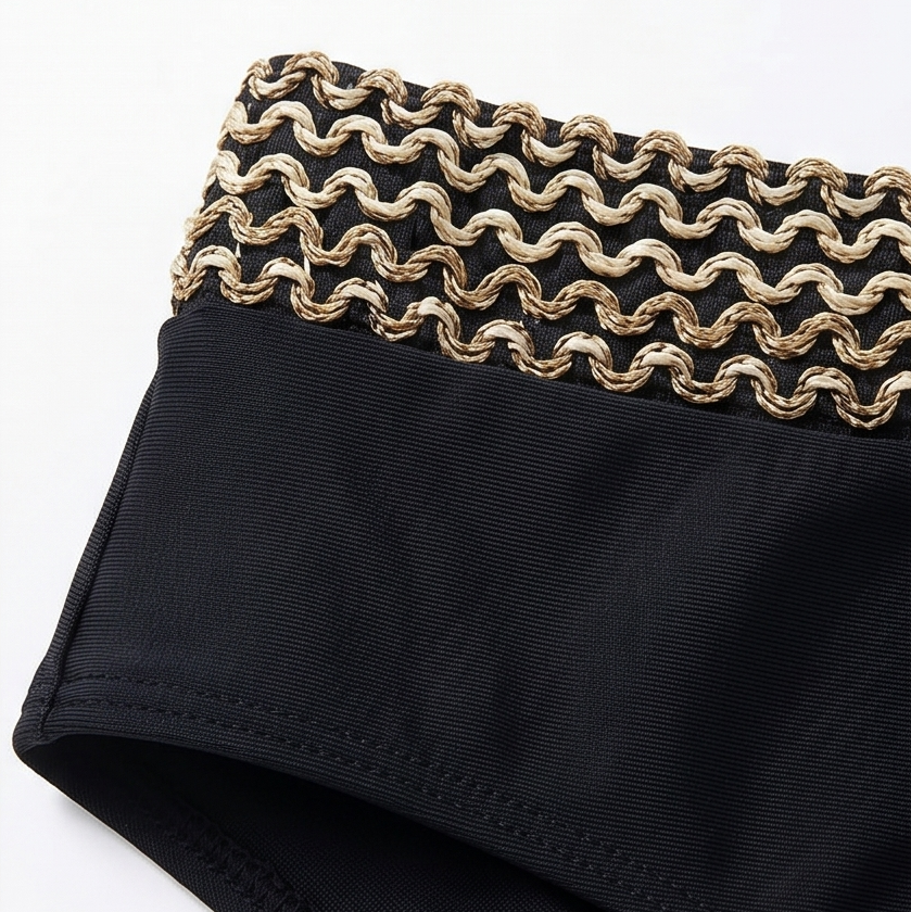 Soléra™ – Woven Chain-Trim High-Waist Bikini