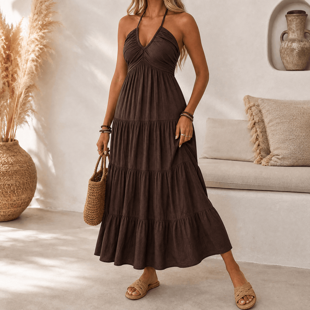 Solenne – Women's Flowy Halter Maxi Dress