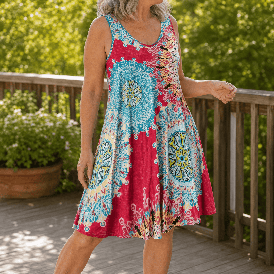 Solenya™ – Flowy A-Line Sundress Red / XL