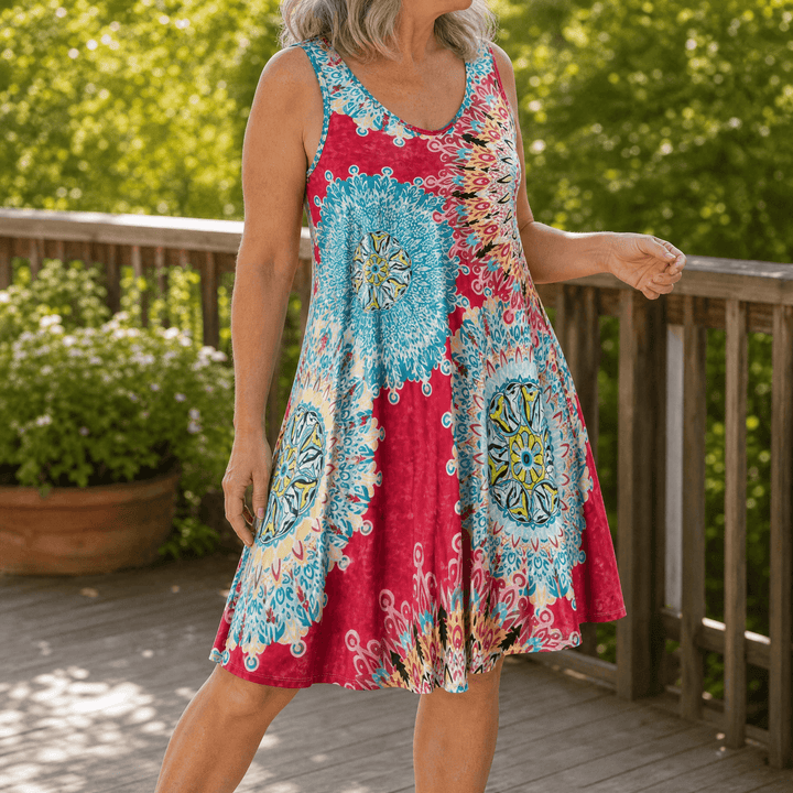 Solenya™ – Flowy A-Line Sundress Red / XL