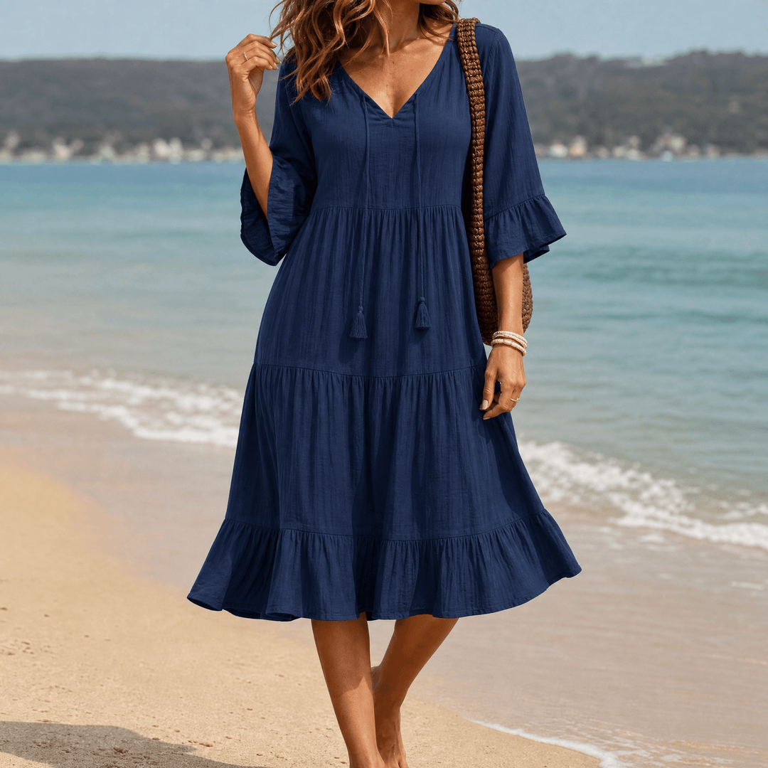 Solera™ – Breezy V-Neck Cotton Dress Navy / S