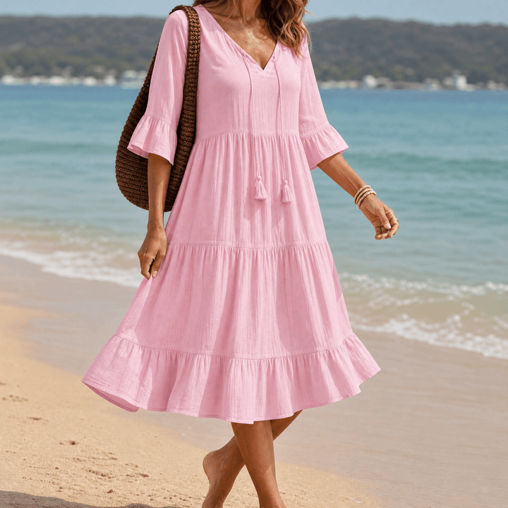 Solera™ – Breezy V-Neck Cotton Dress Soft Pink / S
