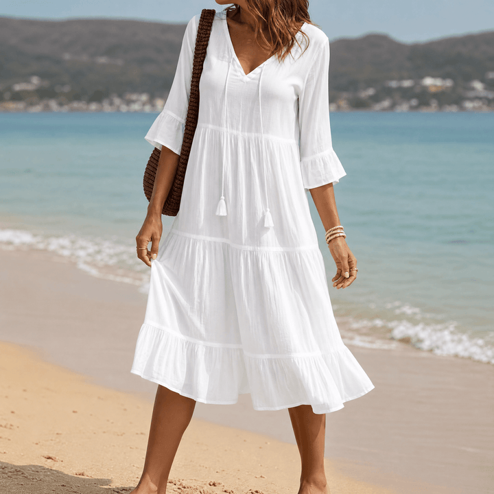 Solera™ – Breezy V-Neck Cotton Dress White / S