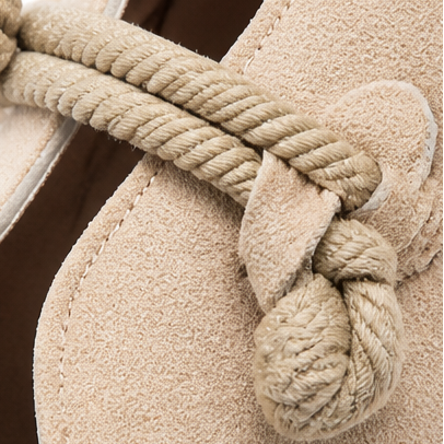 Sollea™ – Soft Suede Slip-On Flats with Rope Bow