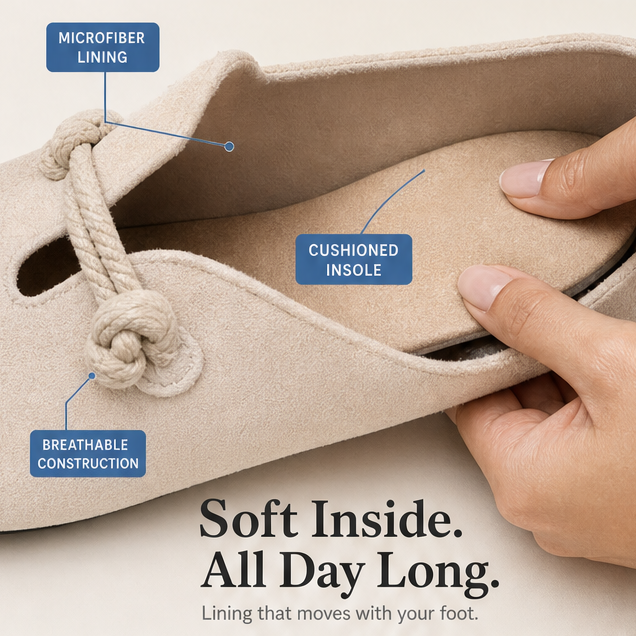 Sollea™ – Soft Suede Slip-On Flats with Rope Bow