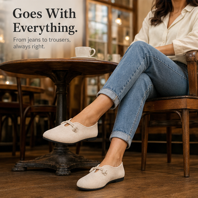 Sollea™ – Soft Suede Slip-On Flats with Rope Bow