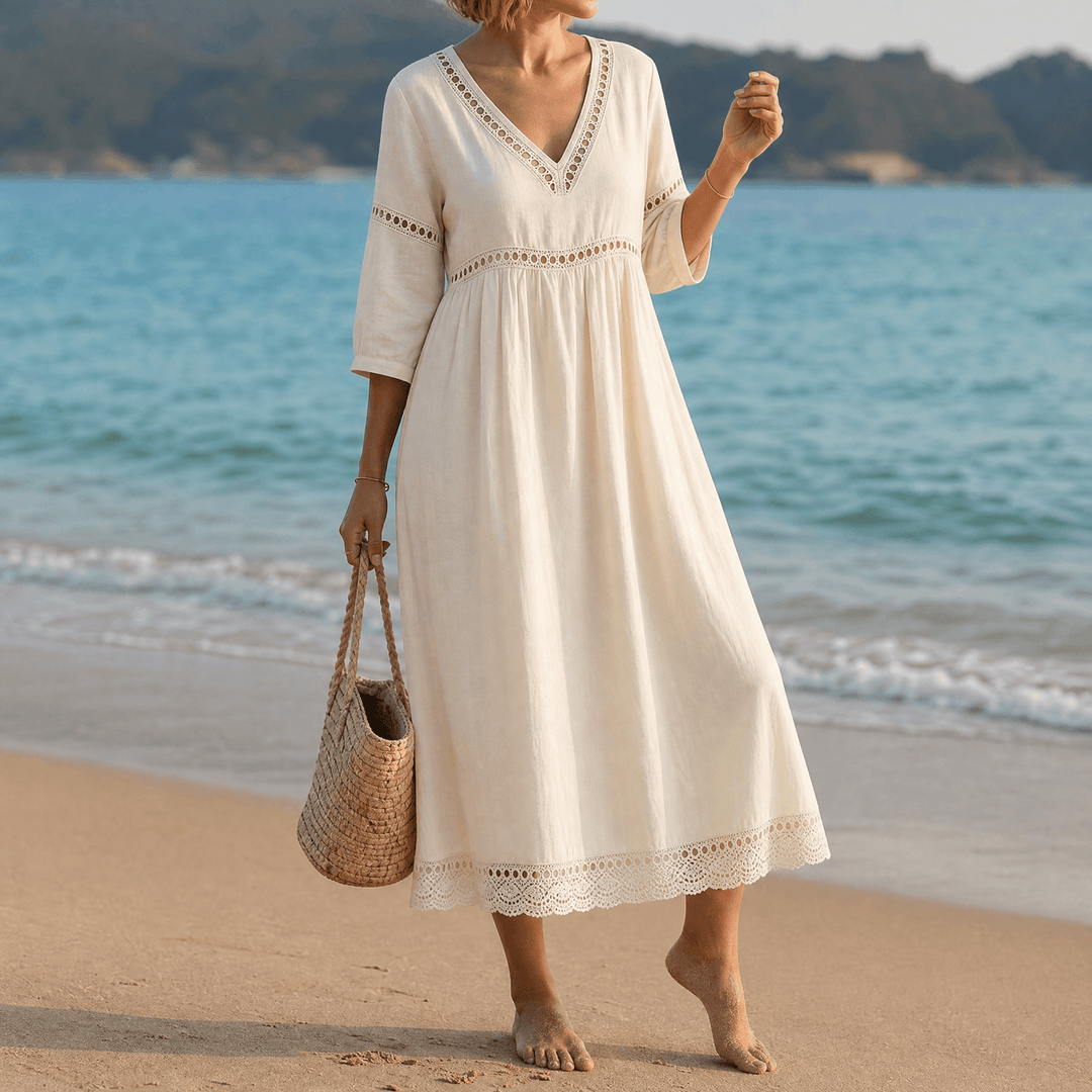 Solmera – Crochet Trim Midi Dress