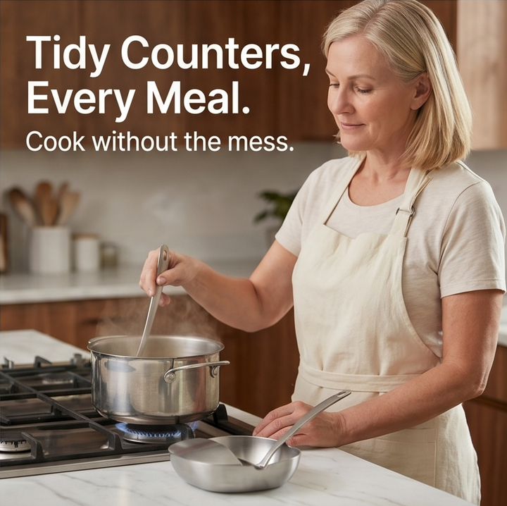 Spoonara™ Heavy Stainless Spoon Rest for Tidy Counters