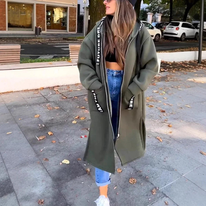 Wrapelle – Extra-Long Hooded Zip Jacket