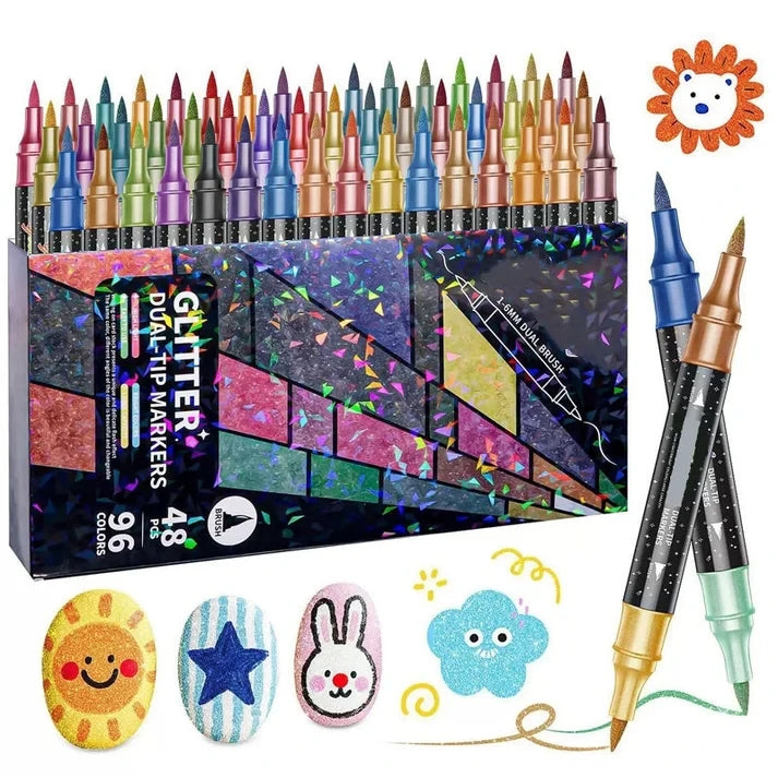 GlimmerDuo – Dual-Tip Glitter Acrylic Paint Markers