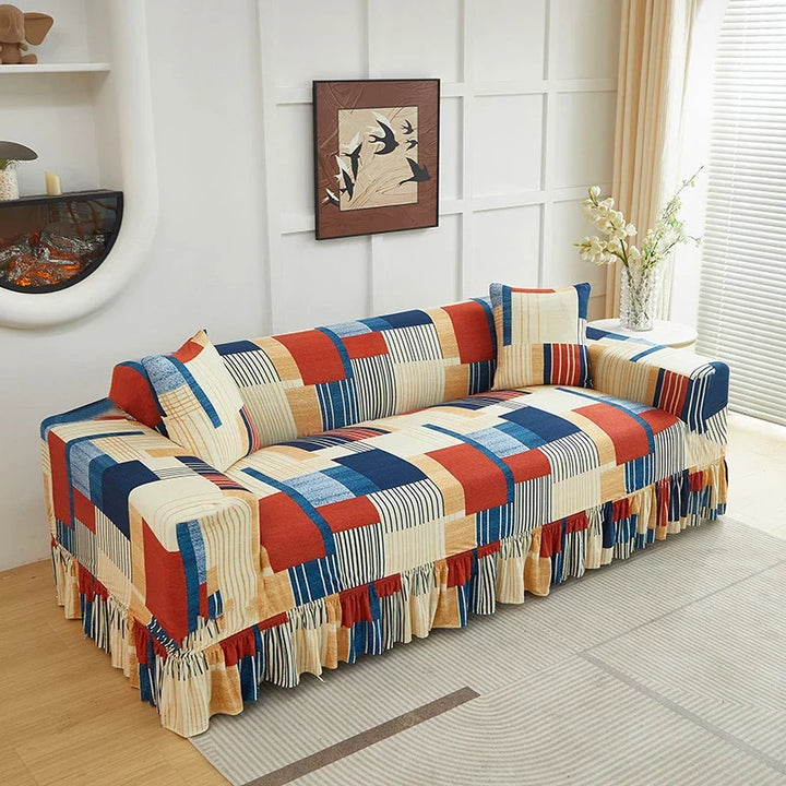 Wrapsody – High-Stretch Ruffled Skirt Sofa Slipcover