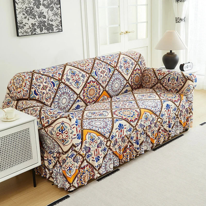 Wrapsody – High-Stretch Ruffled Skirt Sofa Slipcover