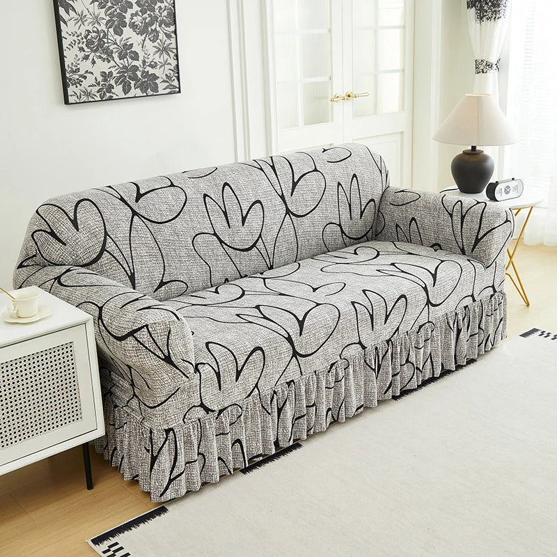 Wrapsody – High-Stretch Ruffled Skirt Sofa Slipcover