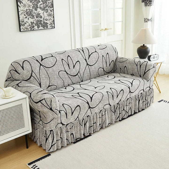 Wrapsody – High-Stretch Ruffled Skirt Sofa Slipcover
