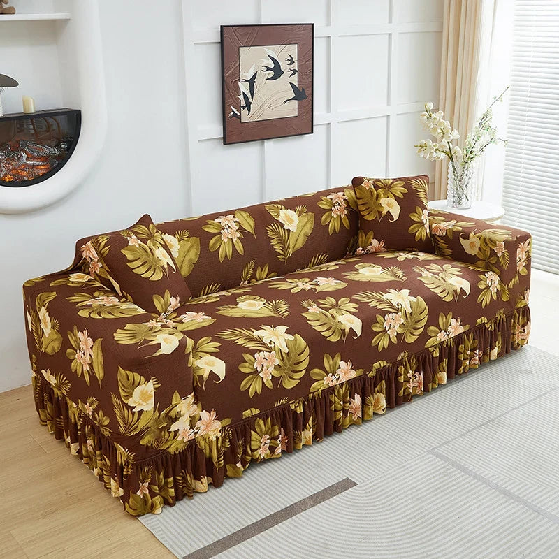 Wrapsody – High-Stretch Ruffled Skirt Sofa Slipcover