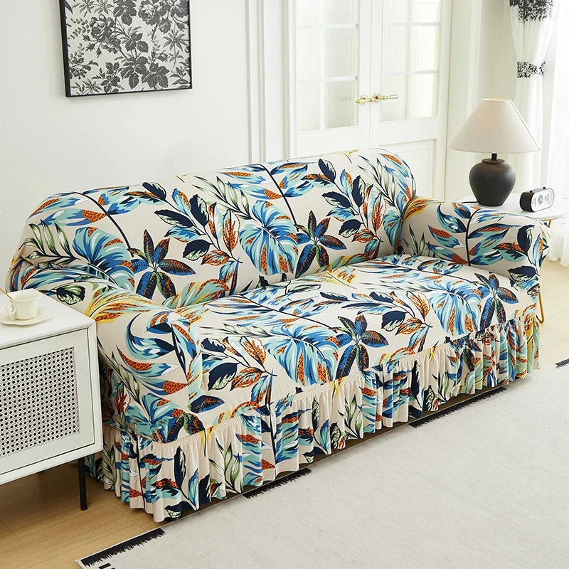 Wrapsody – High-Stretch Ruffled Skirt Sofa Slipcover