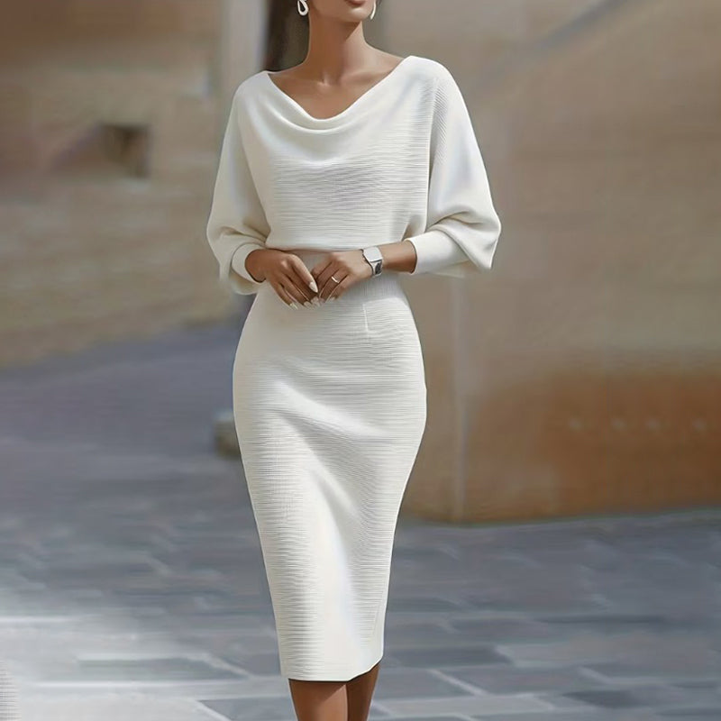 Wearbella – Ribbed Draped Top And Midi Skirt Set