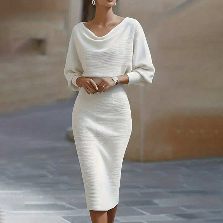 Wearbella – Ribbed Draped Top And Midi Skirt Set