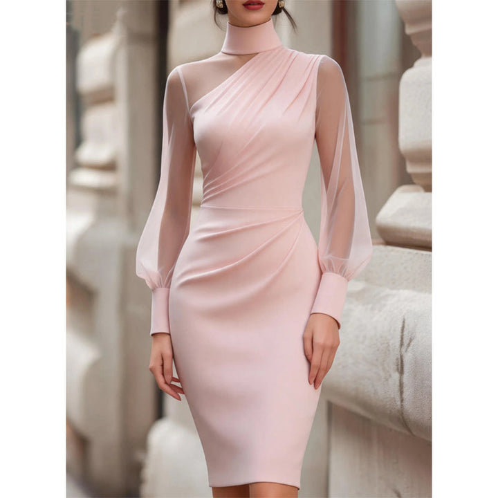 Wearbella – Mesh Sleeve Mock Neck Bodycon Midi Dress