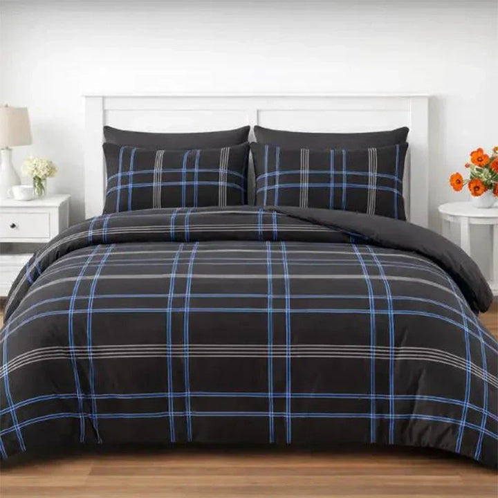 Gridfolia – Geometric Plaid-Grid Duvet Cover Set