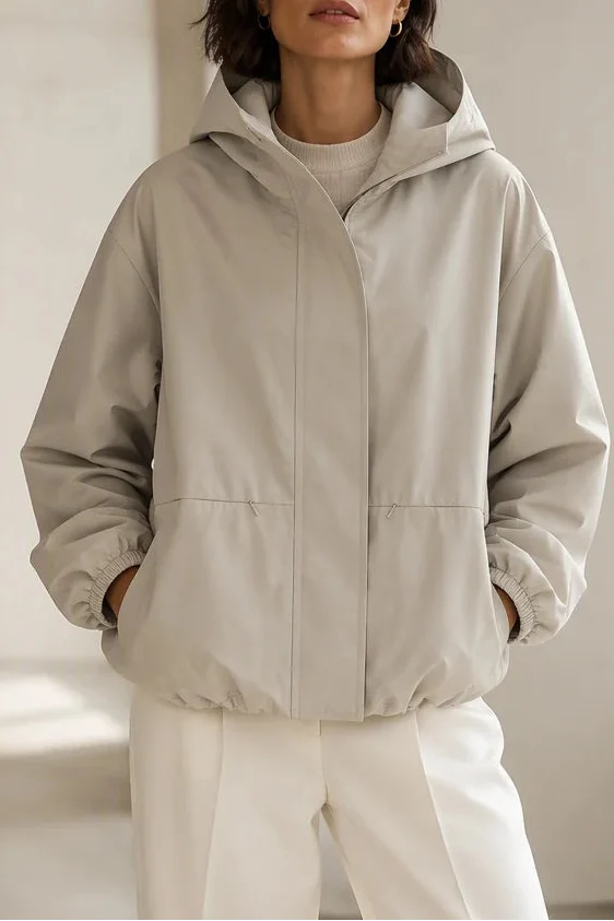Veluna – Sculpted Balloon-Hem Lightweight Windbreaker