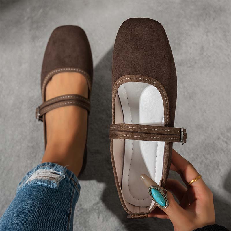 Maribelle – Square-Toe Buckle Mary Jane Flats