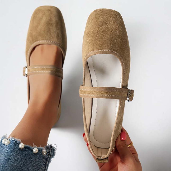 Maribelle – Square-Toe Buckle Mary Jane Flats