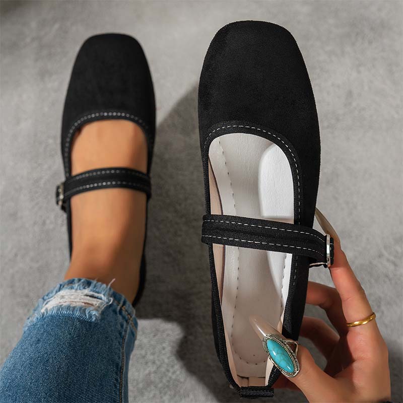 Maribelle – Square-Toe Buckle Mary Jane Flats
