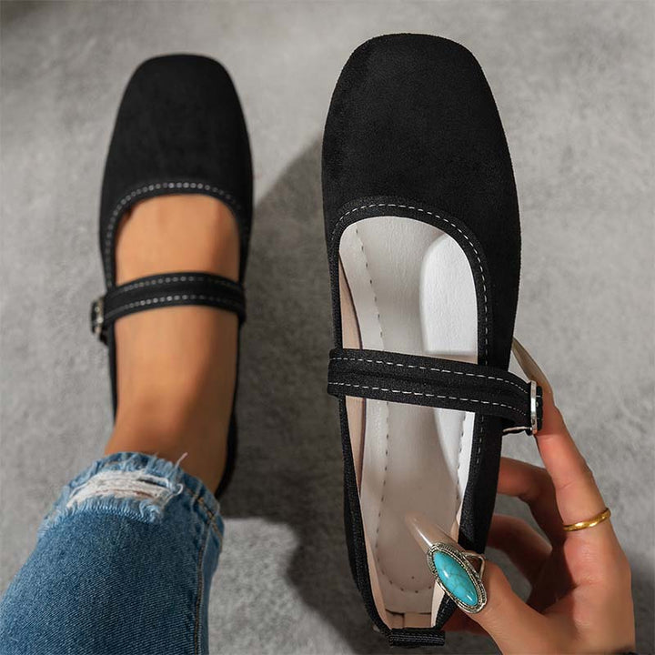 Maribelle – Square-Toe Buckle Mary Jane Flats