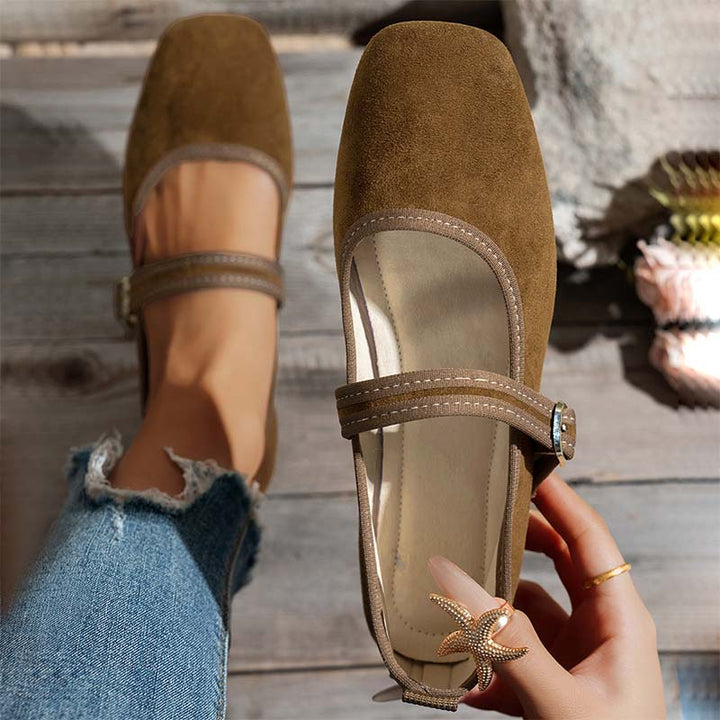 Maribelle – Square-Toe Buckle Mary Jane Flats