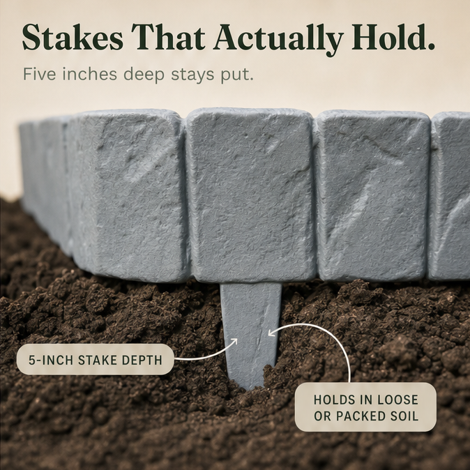 StoneCraft™ – Stake-In Faux Stone Garden Border