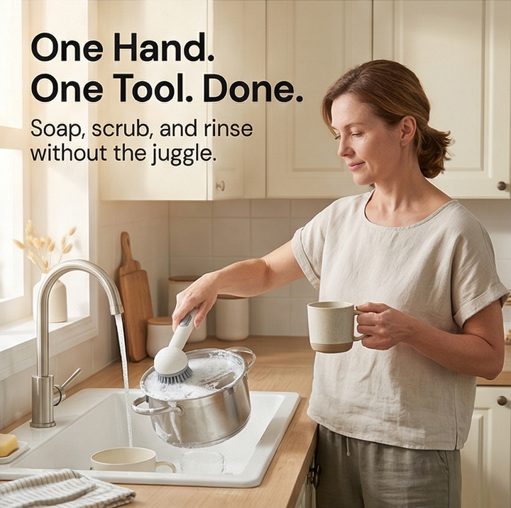 Sudspin™ – No Leak Dish Brush with Built In Soap Dispenser