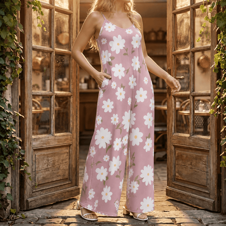 Sunara™ – Floral Wide-Leg Jumpsuit for Curves Pink Daisy / XL