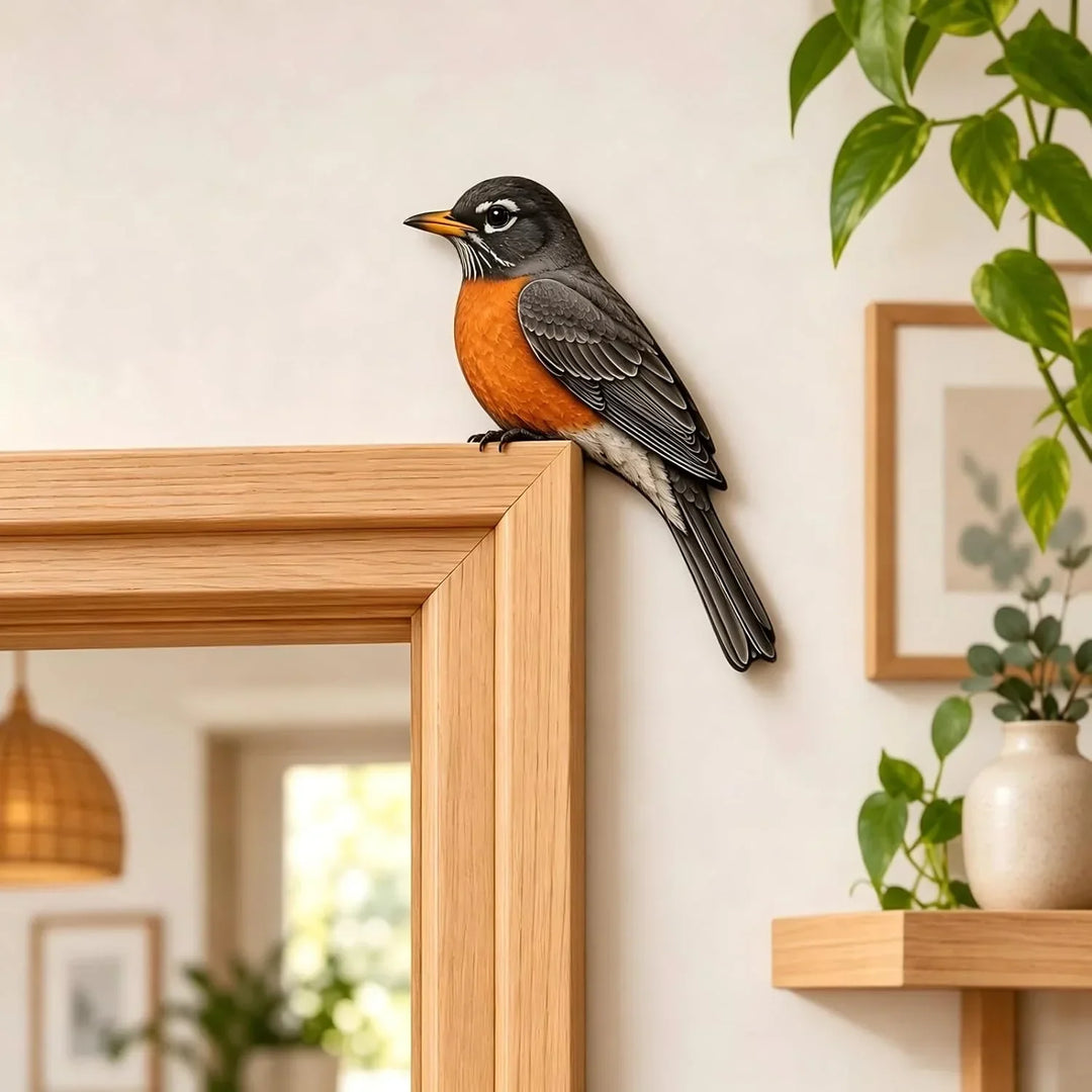 Perch & Feather – Cardinal Branch Metal Bird Décor