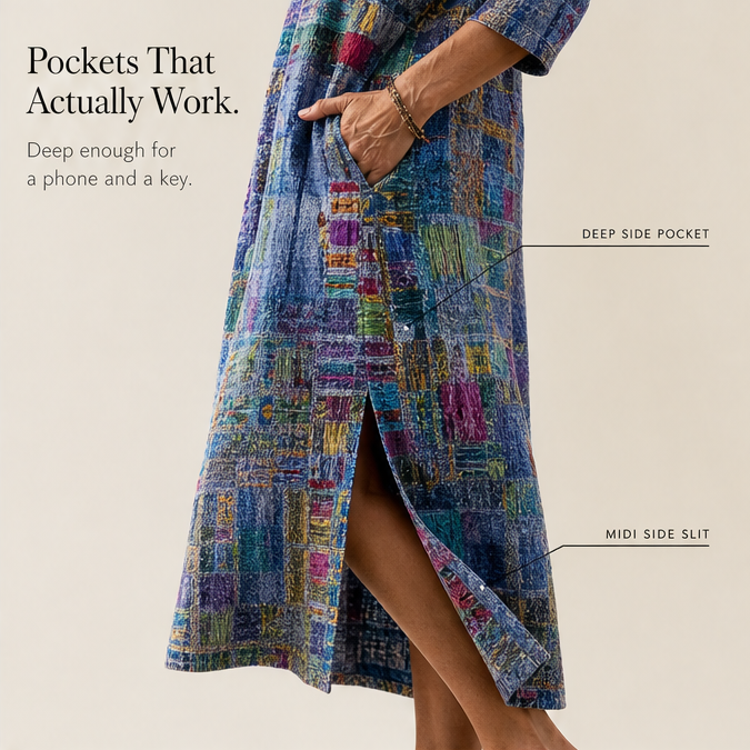 Tessara™ – Painterly Patchwork Midi Dress