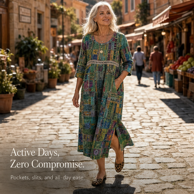 Tessara™ – Painterly Patchwork Midi Dress